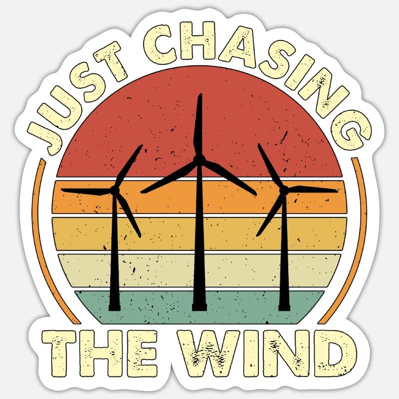 Wind Turbine Tech Just Chasing The Wind Technician - Sticker Größe S (10 x 10 cm) - Mattweiß
