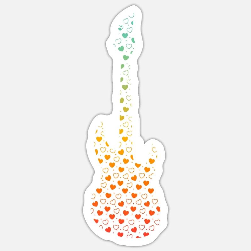 Guitar Heart Muzyk Gitarzysta basowy Gitara basowa P - Naklejka rozmiar S (10 x 10 cm) - biały matowy