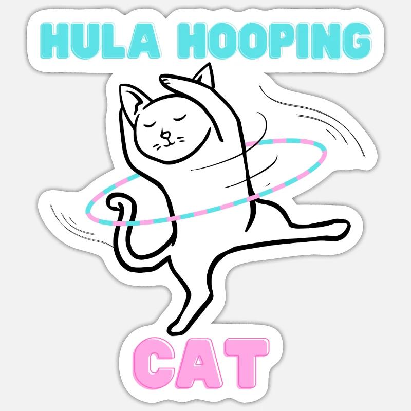 Hula Hooping Cat - Funny Dance Kitty Sticker size S (10 x 10 cm)