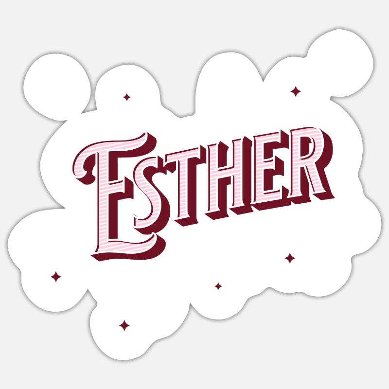Esther's name personalized - Sticker size S (10 x 10 cm) - white matte