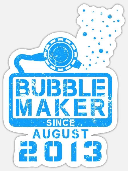 Taucher Geburtstag Bubblemaker seit August 2013 - Sticker Größe S (10 x 10 cm) - Mattweiß