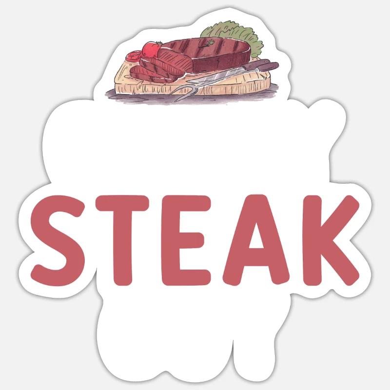 Steak Lover Steak Gift - Sticker size S (10 x 10 cm) - white matte