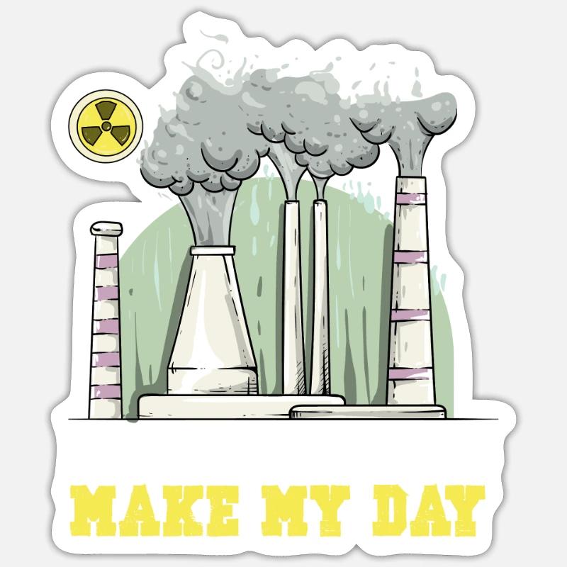 Atomkraftwerk Nuklear Energie Erneuerbare Energie - Sticker Größe S (10 x 10 cm) - Mattweiß