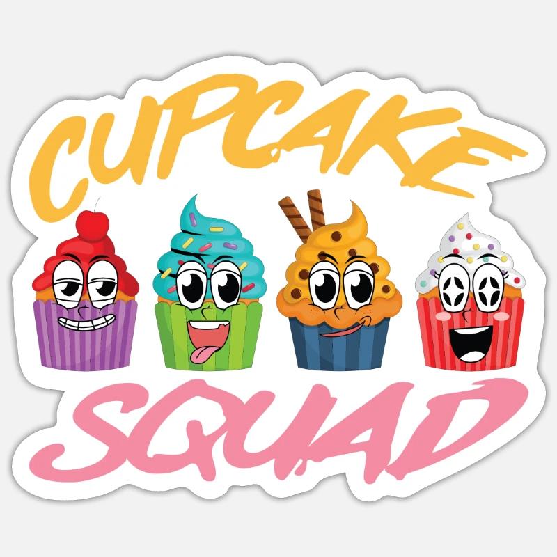 Cupcake Squad Kuchen Cupcake - Sticker Größe S (10 x 10 cm) - Mattweiß