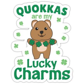 Les quokkas sont mes porte-bonheur La Saint-Patrick - Sticker taille S (10 x 10 cm) - blanc mat - Devant