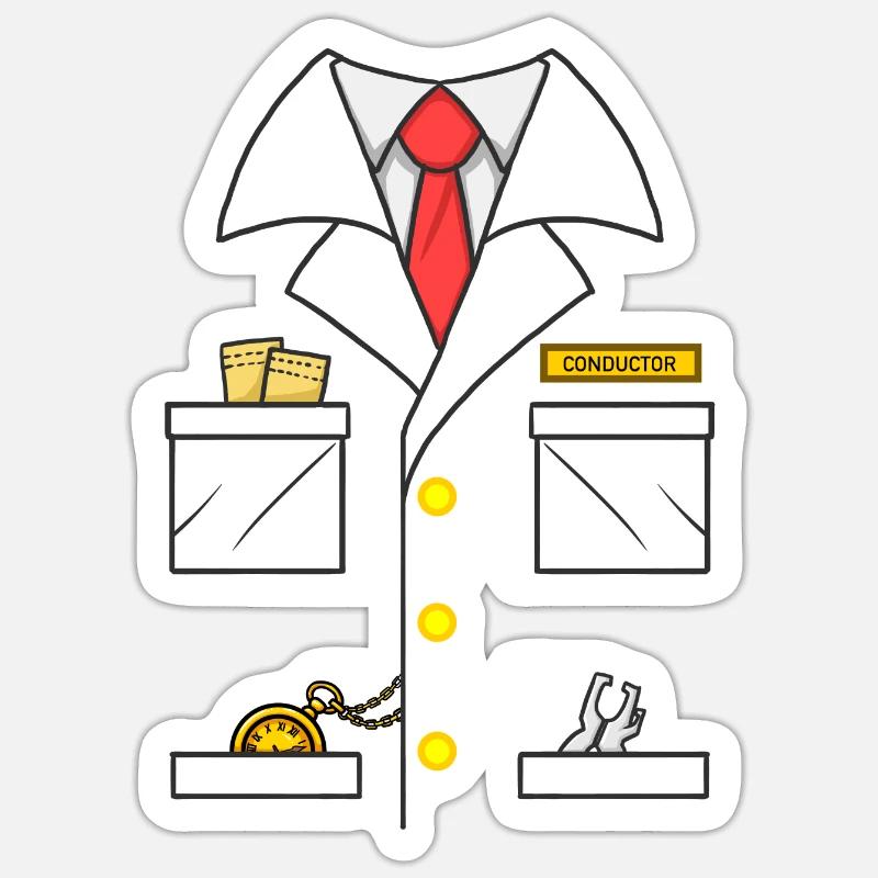 Zugleiter Kost�m Halloween Train Dirigent Sticker Größe S (10 x 10 cm)