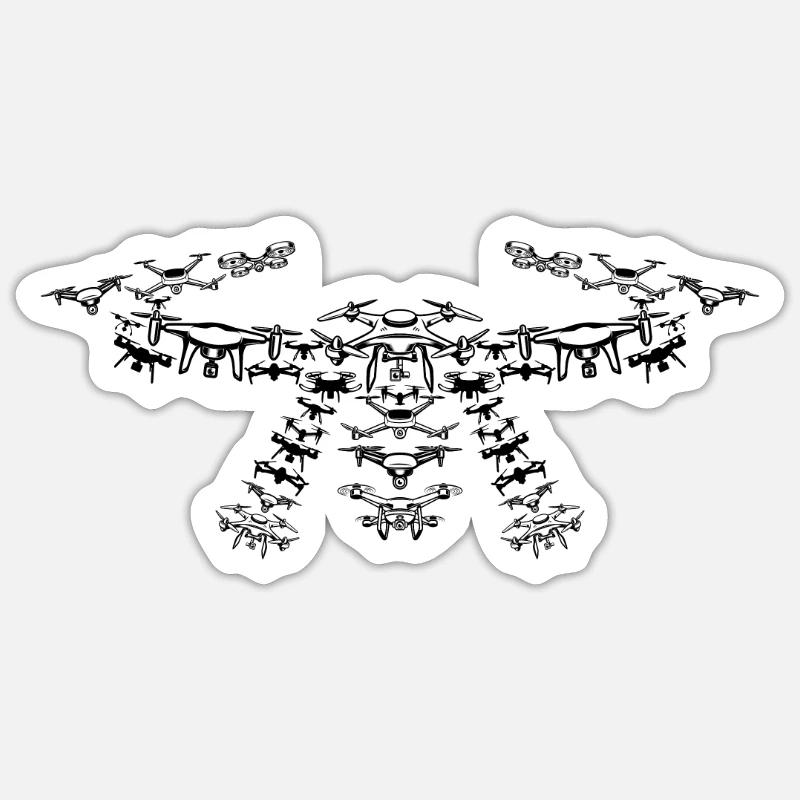 Drone Lover Quadcopter Drone Pilot Drone Silhouett - Sticker Größe S (10 x 10 cm) - Mattweiß