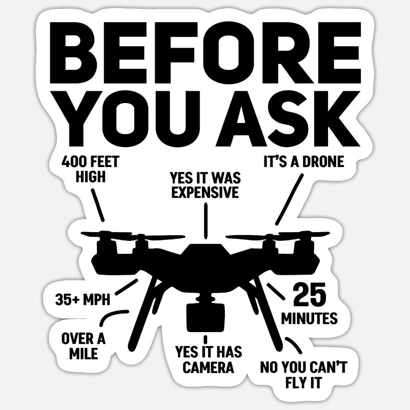 Drone Pilot - Quadcopter Drone Pilot Funny Drone P - Sticker size S (10 x 10 cm) - white matte