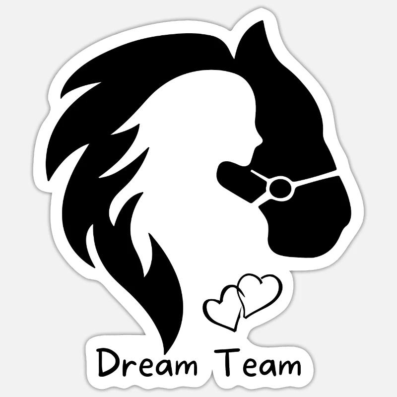 Pferd mit Mädchen Sticker Größe S (10 x 10 cm)