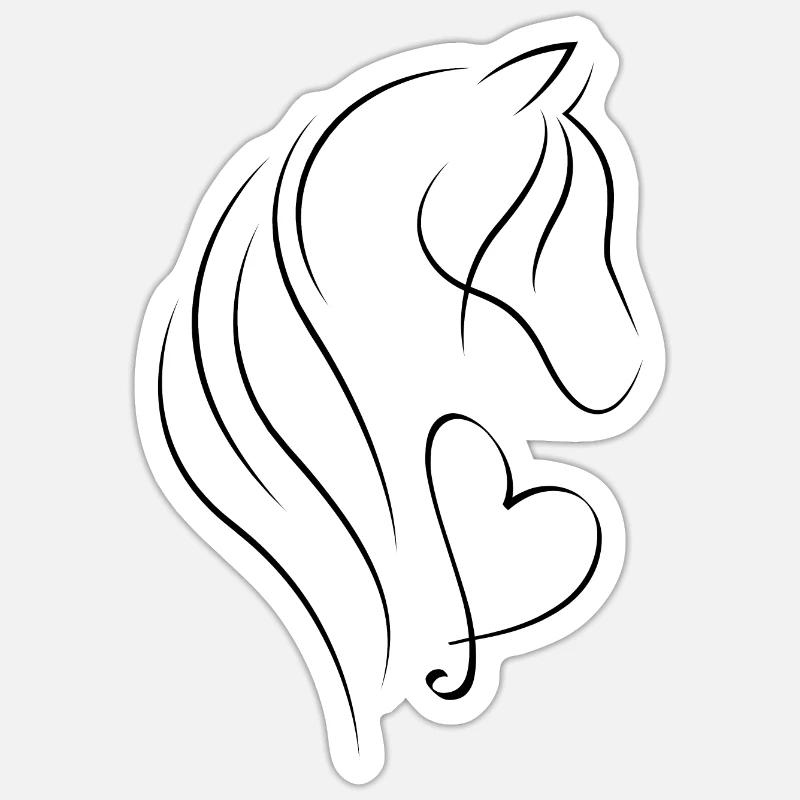 Pferd mit Herz - Sticker Größe S (10 x 10 cm) - Mattweiß