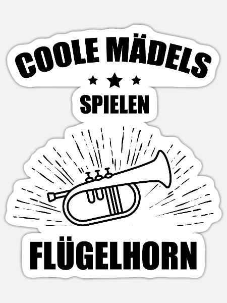 Flügelhorn Flügelhornspieler Flügelhornist - Sticker Größe S (10 x 10 cm) - Mattweiß