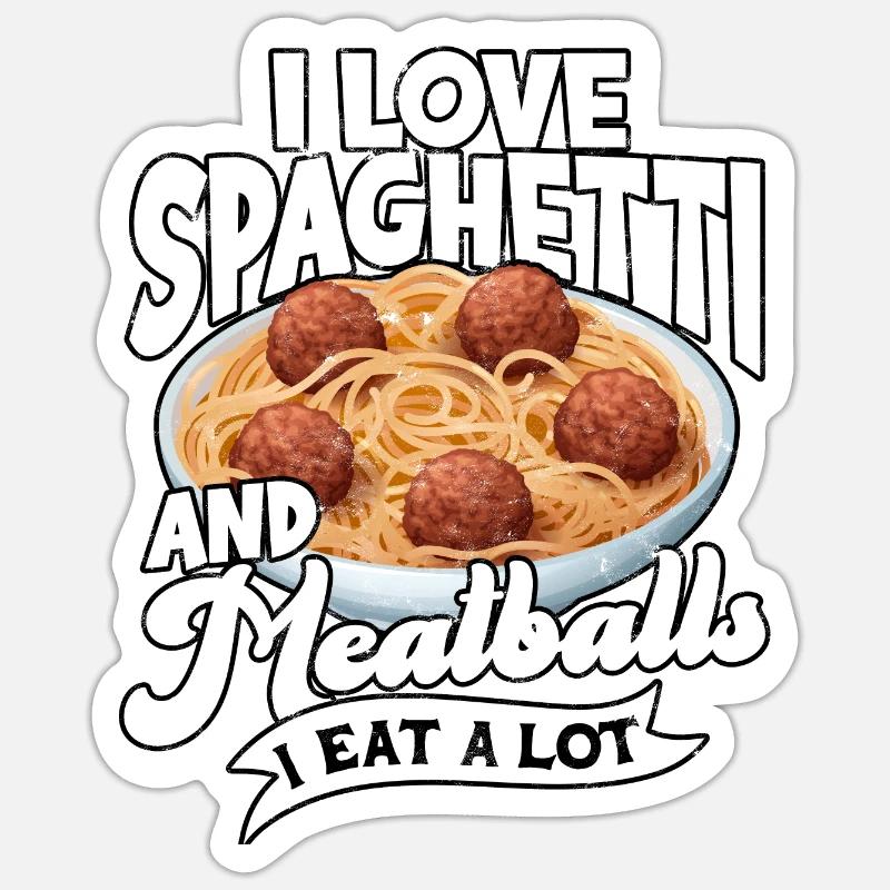 fleischklößchen essen spaghetti geschenk geschenki - Sticker Größe S (10 x 10 cm) - Mattweiß