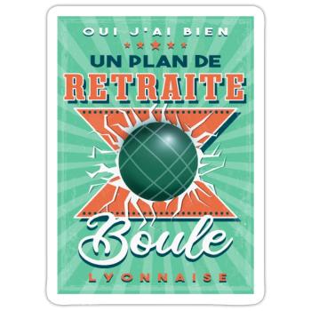 Boule Lyonnaise Retraite - Sticker taille S (10 x 10 cm) - blanc mat - Devant