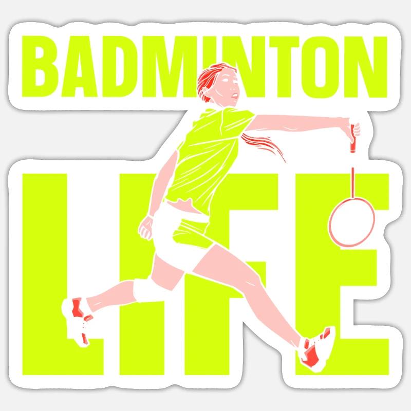 Badminton Leben Mama Mädchen Badmintonspieler - Sticker Größe S (10 x 10 cm) - Mattweiß