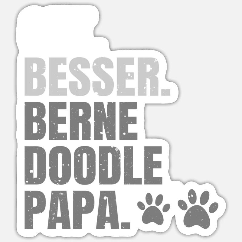 Bernedoodle - Sticker Größe S (10 x 10 cm) - Mattweiß