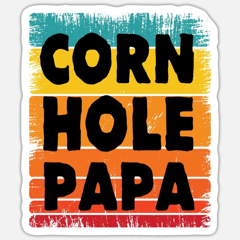 Cornhole Papa - Sticker taille S (10 x 10 cm) - blanc mat