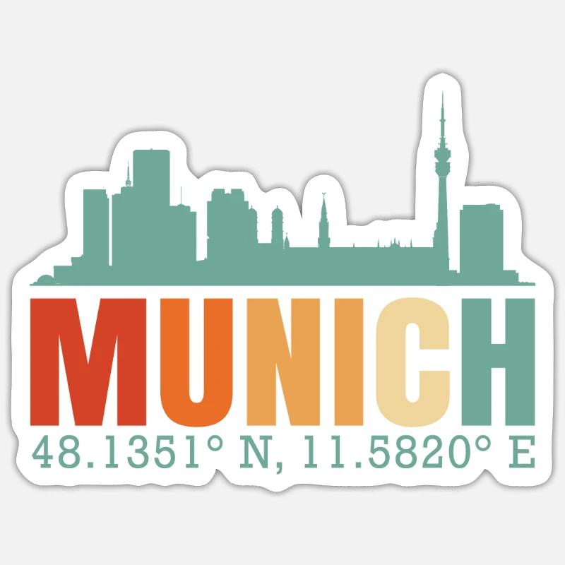 Munich Skyline - Sticker size S (10 x 10 cm) - white matte