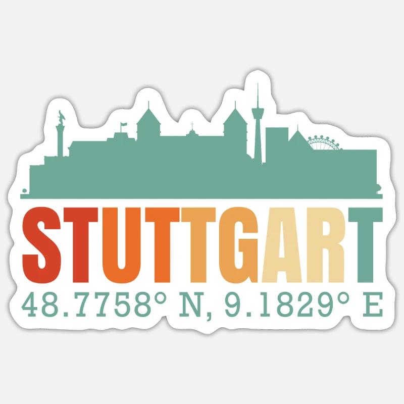 Stuttgart Skyline - Sticker taille S (10 x 10 cm) - blanc mat