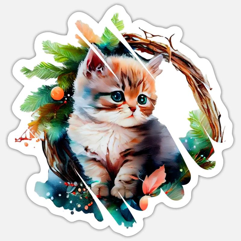 Chat mignon Sticker taille S (10 x 10 cm)