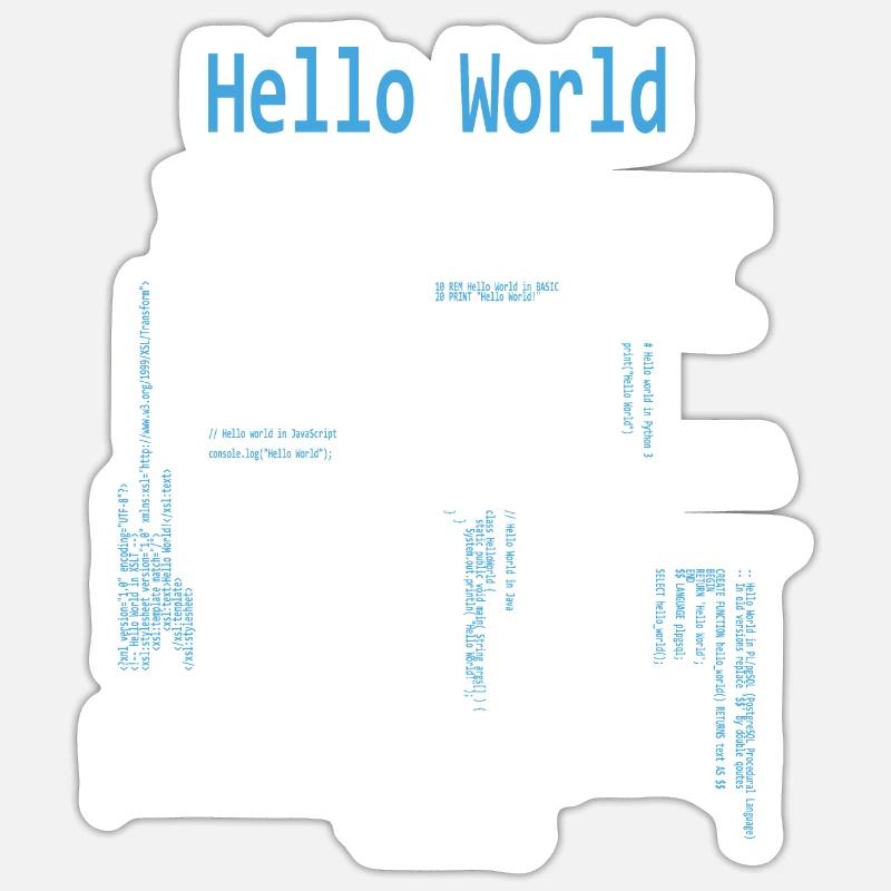 Hello World Programmiersprachen Programmierer Nerd - Sticker Größe S (10 x 10 cm) - Mattweiß