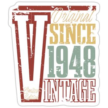 1948 Anniversaire Année de naissance Année de construction Vintage Rétro - Sticker taille S (10 x 10 cm) - blanc mat - Devant