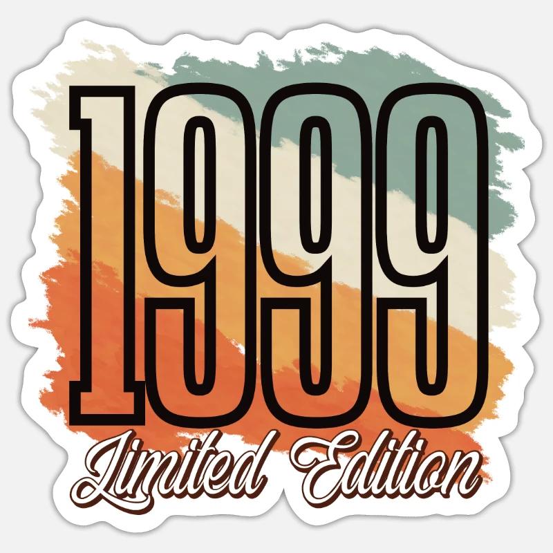 1999 Année de naissance Anniversaire Année de construction Vintage Rétro - Sticker taille S (10 x 10 cm) - blanc mat