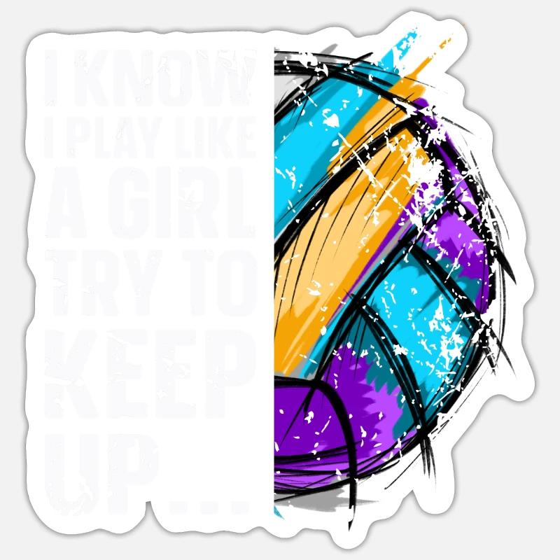 Volley-ball - Sticker taille S (10 x 10 cm) - blanc mat
