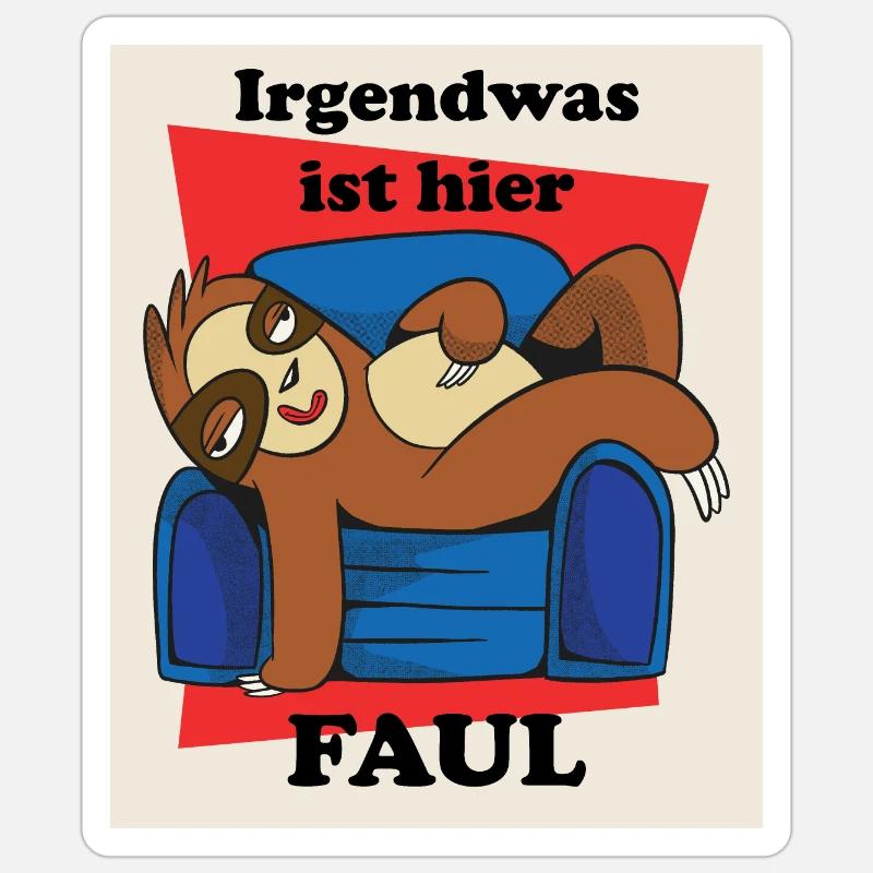 Faultier - Sticker Größe S (10 x 10 cm) - Mattweiß
