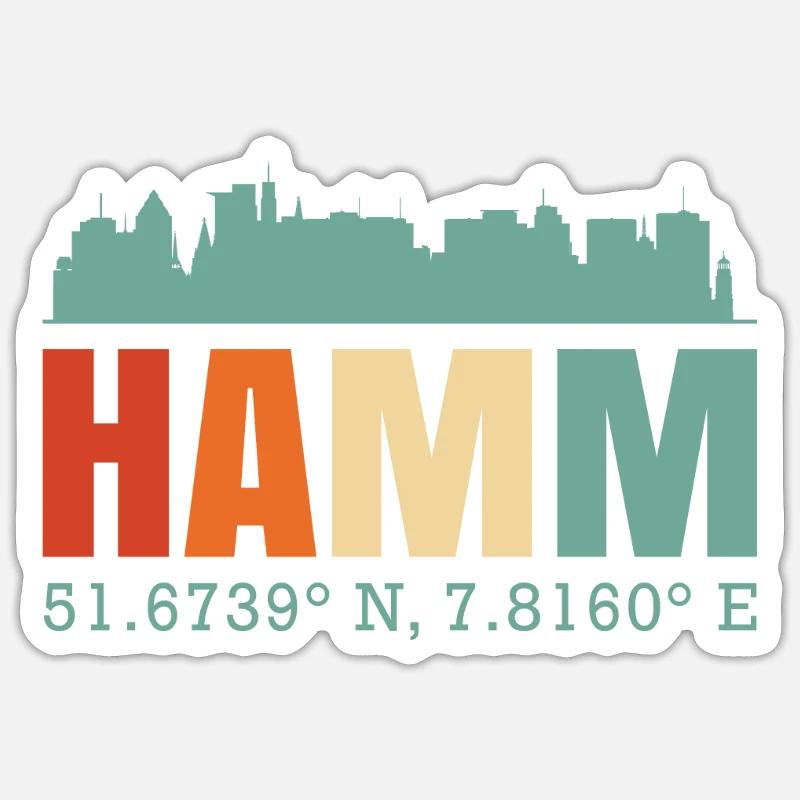 Hamm - Sticker Größe S (10 x 10 cm) - Mattweiß