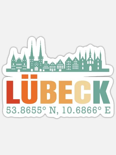 Lübeck - Sticker Größe S (10 x 10 cm) - Mattweiß