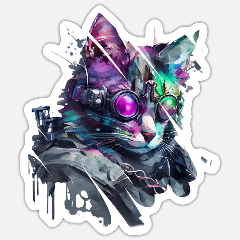 Chat moderne Sticker taille S (10 x 10 cm)