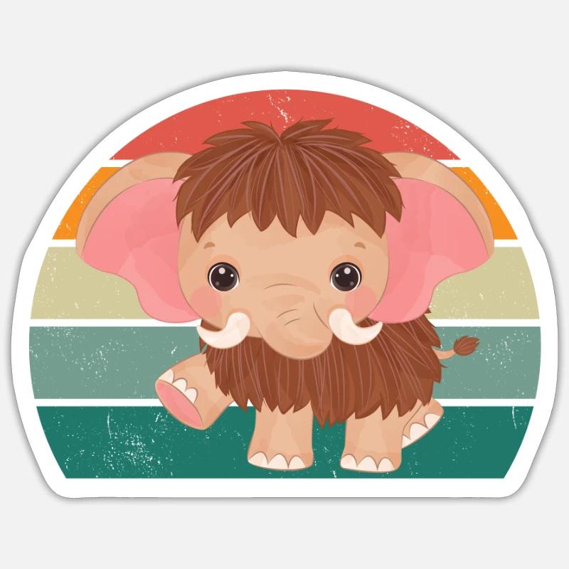 Mammut Eiszeit Elefanten Fell Schnee Eis Steinzeit Sticker Größe S (10 x 10 cm)