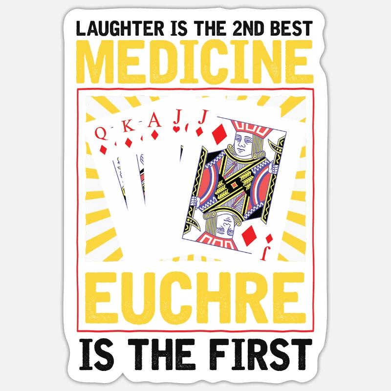 Médecine Euchre - Euchre Player Card Game Euchre - Sticker taille S (10 x 10 cm) - blanc mat