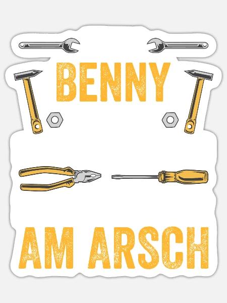 Lustiges Benny Handwerker Heimwerker Sprüche - Sticker Größe S (10 x 10 cm) - Mattweiß