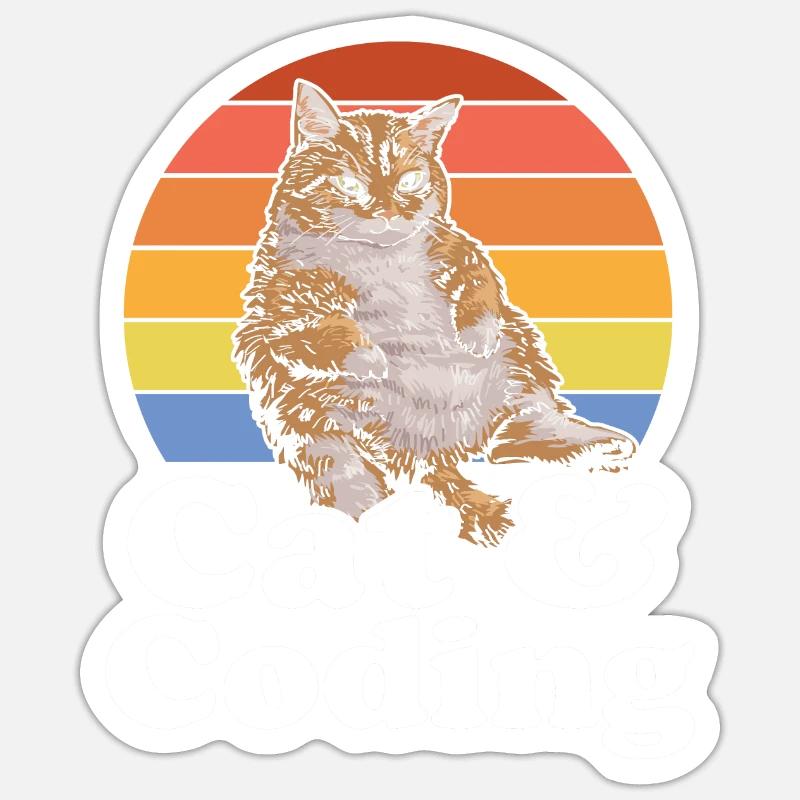 Chats et codage Codeur drôle Cat Lover Programmation Sticker taille S (10 x 10 cm)