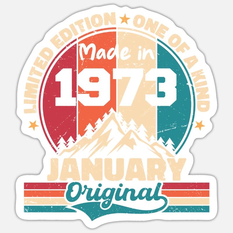 Geburtstagsgeschenk Januar 1973 Limited Edition - Sticker Größe S (10 x 10 cm) - Mattweiß