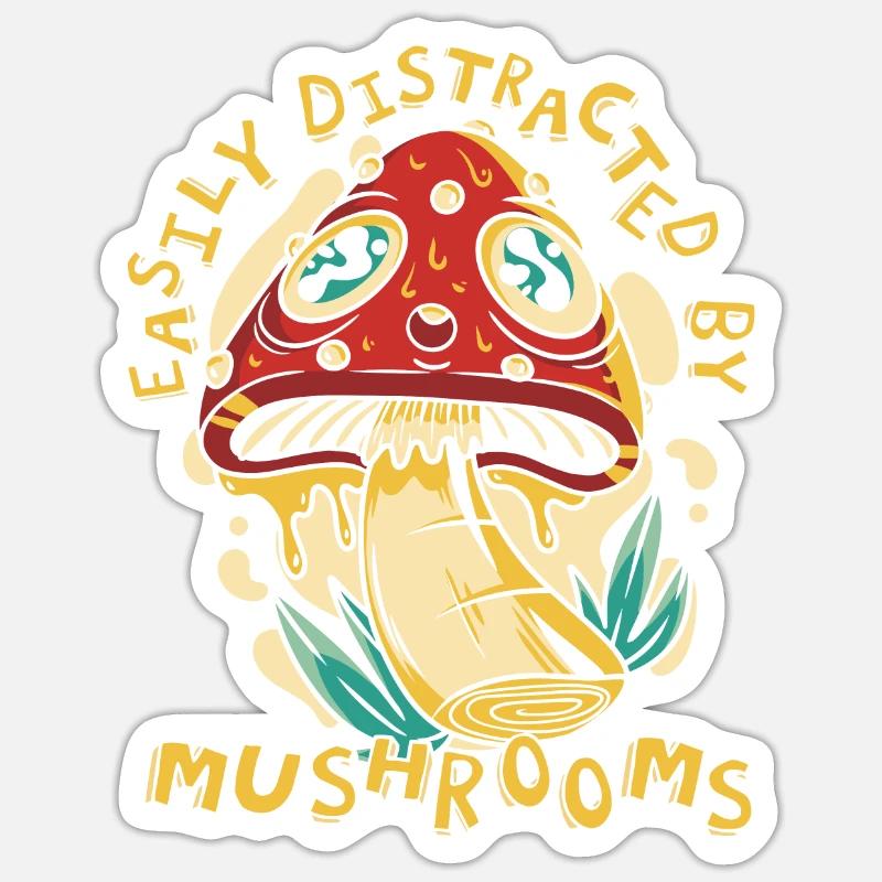 Champignons Champignons Champignon Champignon - Sticker taille S (10 x 10 cm) - blanc mat