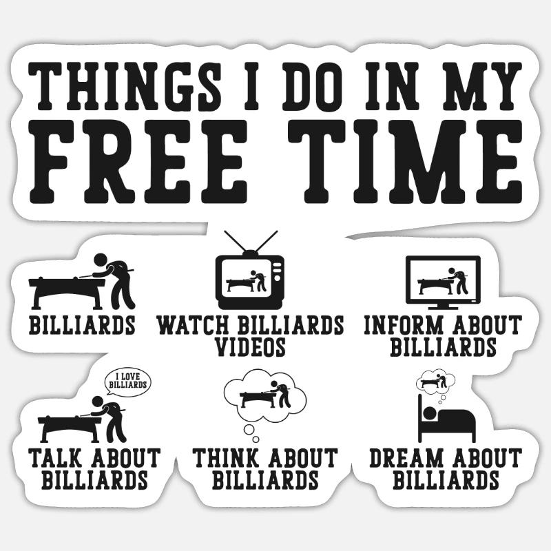 Billiards Pool Player Ball Things - Sticker Größe S (10 x 10 cm) - Mattweiß