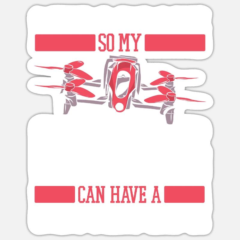 Drone Quadcopter Chien Sticker taille S (10 x 10 cm)