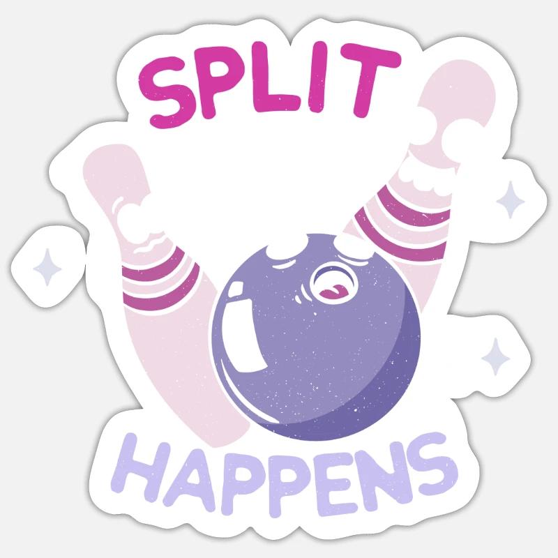 Split happens Bowling & Kegeln Fun - Sticker Größe S (10 x 10 cm) - Mattweiß