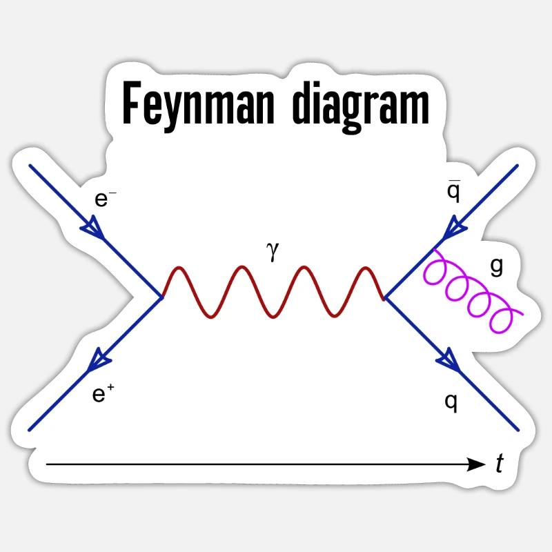 Feynman Diagram Physics Quantum Fields Physics - Sticker size S (10 x 10 cm) - white matte