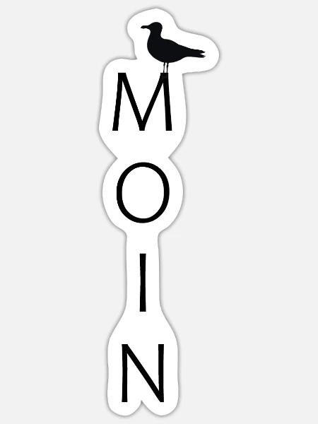 MOIN Motiv mit Möwe. Für Hamburger, Ostfriesen,... - Sticker Größe S (10 x 10 cm) - Mattweiß