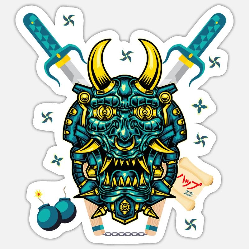 Samurai Monster - Sticker size S (10 x 10 cm) - white matte