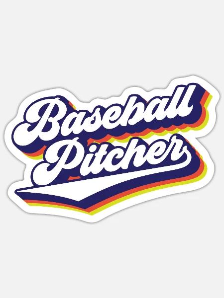 Baseball Pitcher Hobby Werfer Spieler - Sticker Größe S (10 x 10 cm) - Mattweiß