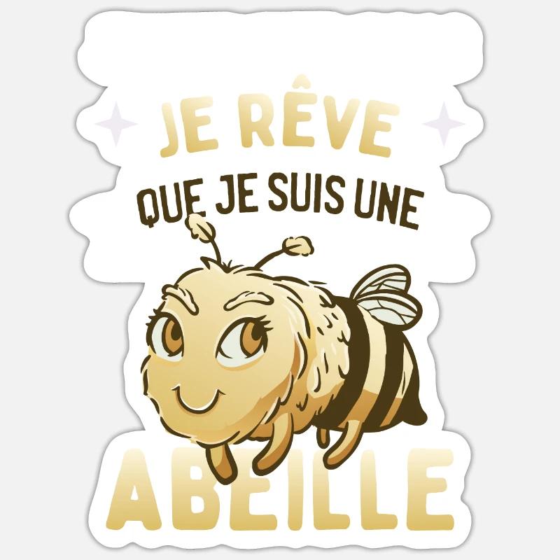 Je Suis une Abeille - Sticker taille S (10 x 10 cm) - blanc mat