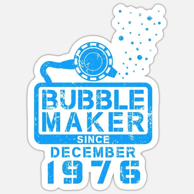 Taucher Geburtstag Bubblemaker seit Dezember 1976 - Sticker Größe S (10 x 10 cm) - Mattweiß