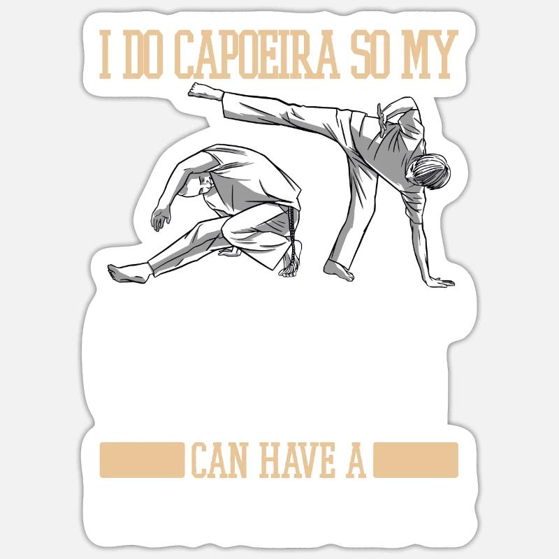 Capoeira Kampftanz Katze - Sticker Größe S (10 x 10 cm) - Mattweiß