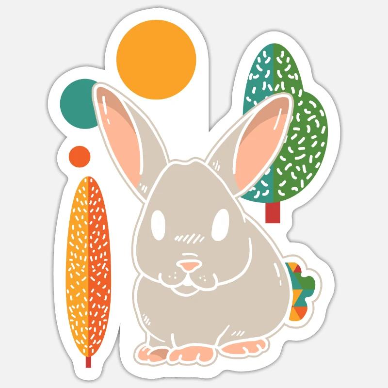 Rabbit Rabbit Cute - Sticker size S (10 x 10 cm) - white matte