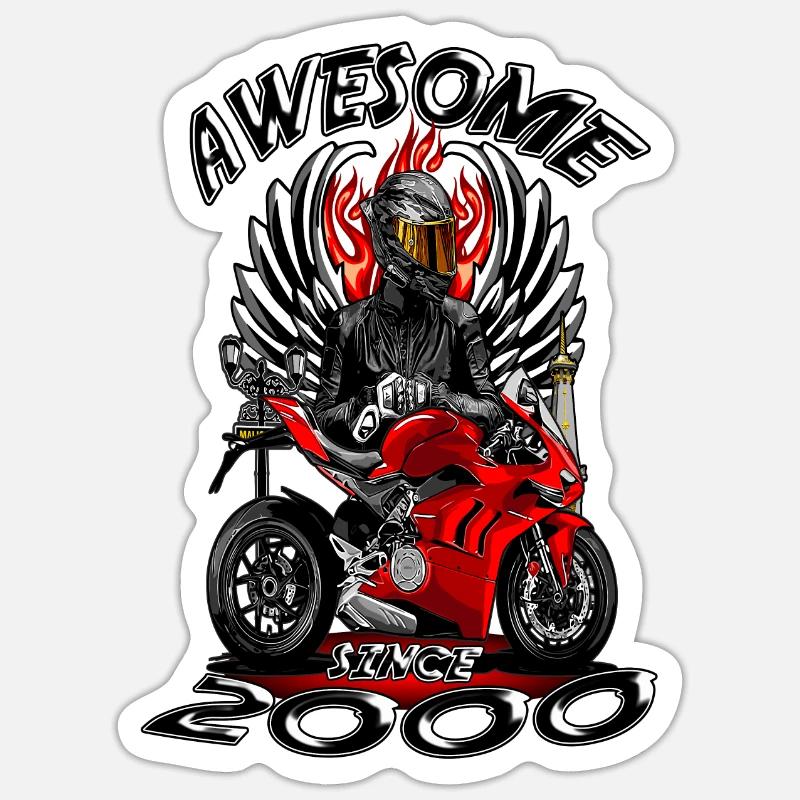 Awesome since 2000, Biker Geburtstag Sticker Größe S (10 x 10 cm)