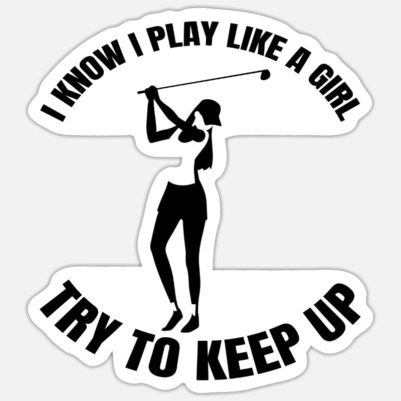 Golfschläger Golfball Golf Mädchen Golfspielerin - Sticker Größe S (10 x 10 cm) - Mattweiß